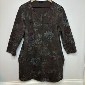 Luca Vanucci Dress Large Brown Floral Cottage Lagenlook Forest Oversized Boho‎